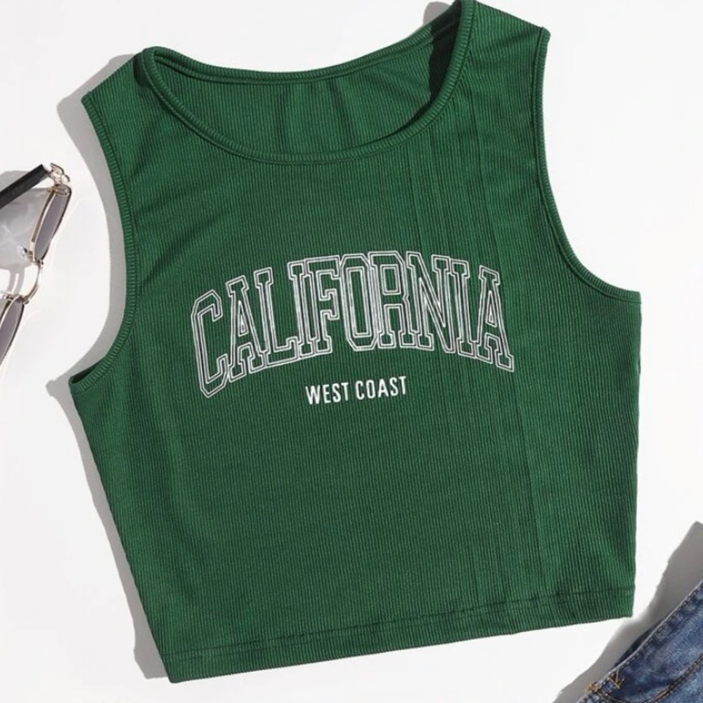 Cropped Forest Green California Tank